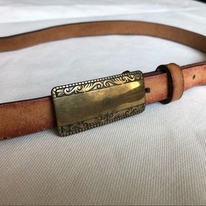 Vintage leather belt with brass buckle